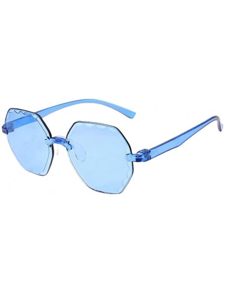 Sport Frameless Multilateral Shaped Sunglasses One Piece Jelly Candy Colorful Unisex - Blue - CE190N5ZGN7 $8.09