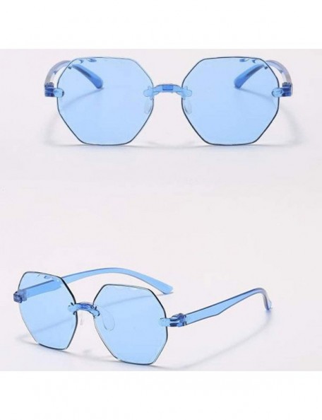 Sport Frameless Multilateral Shaped Sunglasses One Piece Jelly Candy Colorful Unisex - Blue - CE190N5ZGN7 $8.09