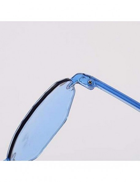 Sport Frameless Multilateral Shaped Sunglasses One Piece Jelly Candy Colorful Unisex - Blue - CE190N5ZGN7 $8.09