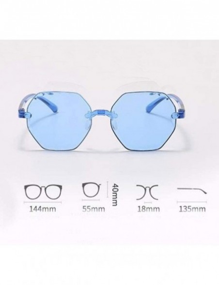 Sport Frameless Multilateral Shaped Sunglasses One Piece Jelly Candy Colorful Unisex - Blue - CE190N5ZGN7 $8.09