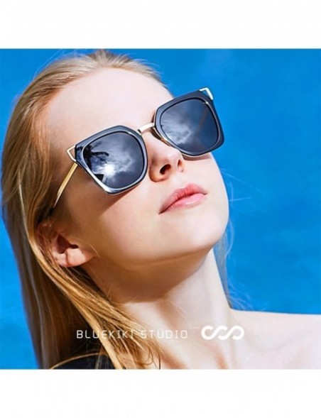 Round Sunglasses for Women - Oversized Round Lenses Women Sunglasses Polarized UV400 Mirror - Black - CI18CCO9NGC $15.81