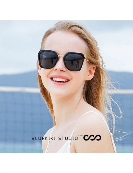 Round Sunglasses for Women - Oversized Round Lenses Women Sunglasses Polarized UV400 Mirror - Black - CI18CCO9NGC $15.81