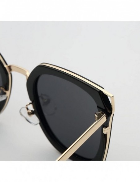 Round Sunglasses for Women - Oversized Round Lenses Women Sunglasses Polarized UV400 Mirror - Black - CI18CCO9NGC $15.81