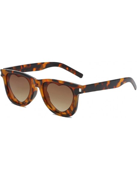 Rectangular Fashion Womens Heart-shaped Sunglasses Plastic Lenses Eyewear UV400 - Brown - CH18N0XY3X3 $7.84