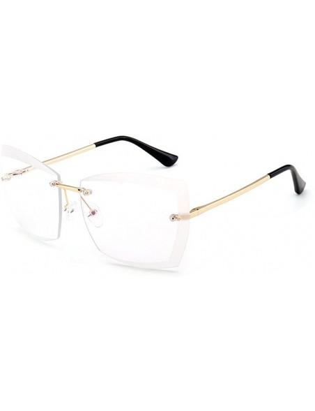 Rectangular Rimless Cut-out Rectangular Square Color And Clear Lens Sunglasses - Gold-clear - C617AZCU809 $13.50