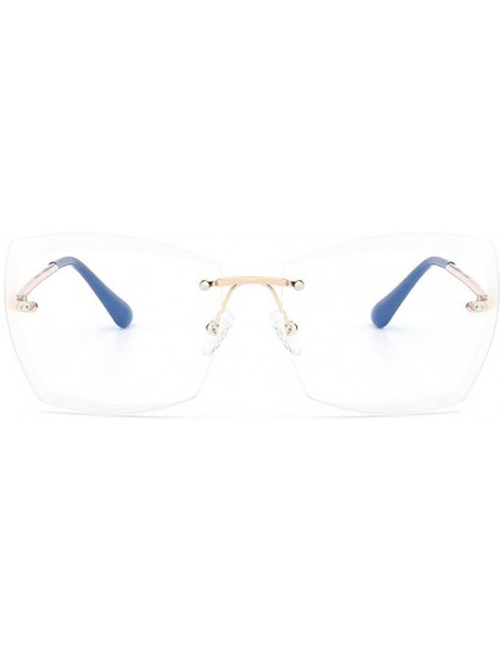 Rectangular Rimless Cut-out Rectangular Square Color And Clear Lens Sunglasses - Gold-clear - C617AZCU809 $13.50