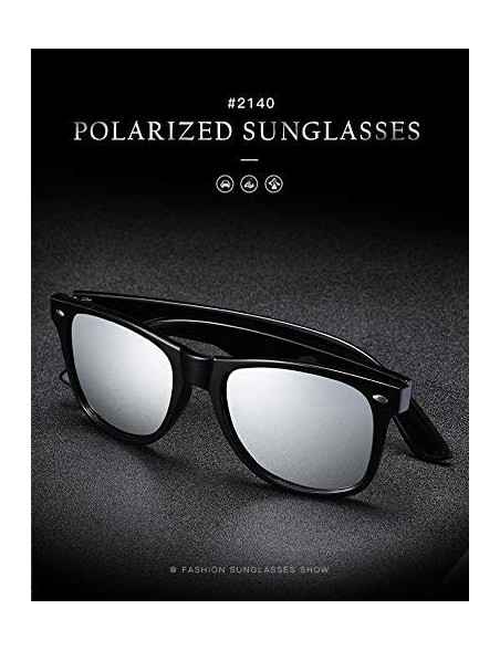 Rectangular Polarized Sunglasses for Men and Women Matte Finish Sun glasses Color Mirror Lens 100% UV Blocking - Silver - C81...