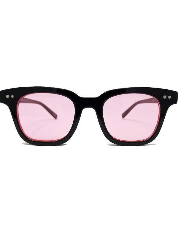 Square Retro Chunky Frame Color Tinted Square Flat Lens Sunglasses IL1023 - Black/ Red - CT18LEKZAY0 $15.76