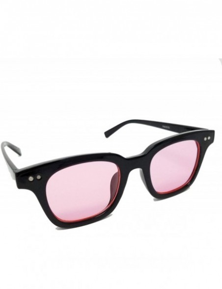 Square Retro Chunky Frame Color Tinted Square Flat Lens Sunglasses IL1023 - Black/ Red - CT18LEKZAY0 $15.76