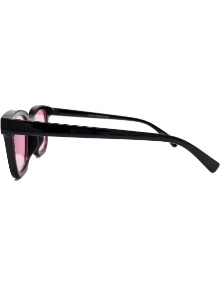 Square Retro Chunky Frame Color Tinted Square Flat Lens Sunglasses IL1023 - Black/ Red - CT18LEKZAY0 $15.76