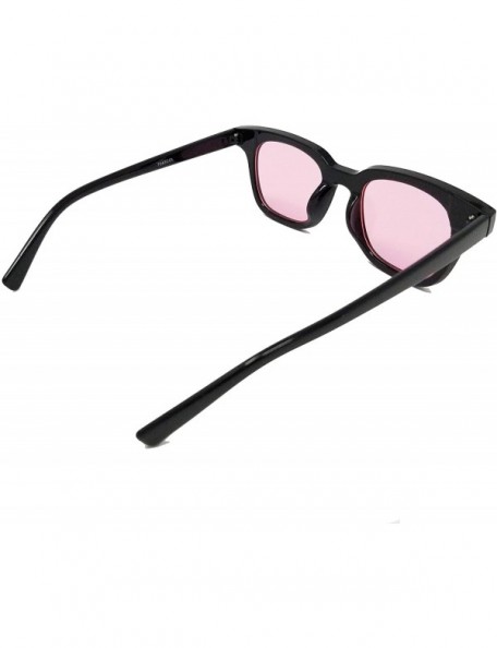 Square Retro Chunky Frame Color Tinted Square Flat Lens Sunglasses IL1023 - Black/ Red - CT18LEKZAY0 $15.76