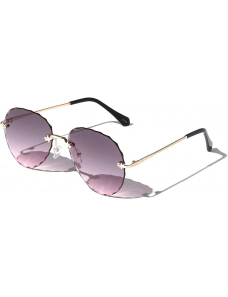 Aviator Barcelona Diamond Edge Cut Rimless Butterfly Sunglasses - Smoke - C41973I7IQX $11.48