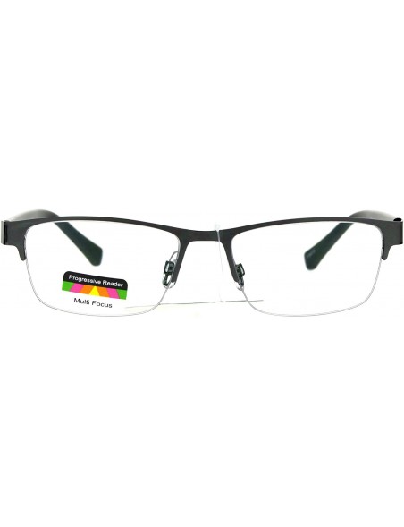 Rimless Mens Half Metal Rim Rectangular Multi 3 Power Focus Progressive Reading Glasses - Gunmetal - CF183CSTTYO $12.17