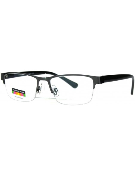 Rimless Mens Half Metal Rim Rectangular Multi 3 Power Focus Progressive Reading Glasses - Gunmetal - CF183CSTTYO $12.17