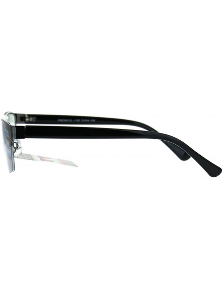 Rimless Mens Half Metal Rim Rectangular Multi 3 Power Focus Progressive Reading Glasses - Gunmetal - CF183CSTTYO $12.17
