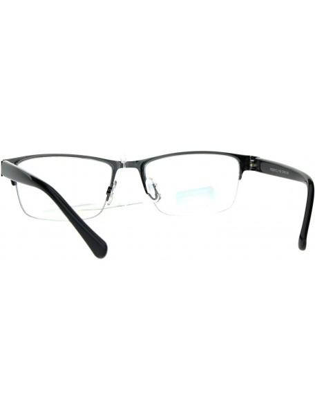 Rimless Mens Half Metal Rim Rectangular Multi 3 Power Focus Progressive Reading Glasses - Gunmetal - CF183CSTTYO $12.17