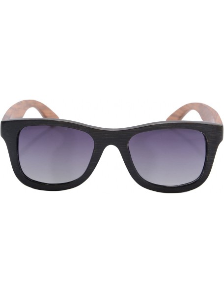 Wayfarer Wooden Polarized Sunglasses Anti-glare UV400 Bamboo Wood Glasses-S6016 - Bamboo Black&zebra - CW18QN5WZK0 $25.94
