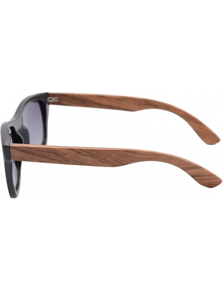 Wayfarer Wooden Polarized Sunglasses Anti-glare UV400 Bamboo Wood Glasses-S6016 - Bamboo Black&zebra - CW18QN5WZK0 $25.94