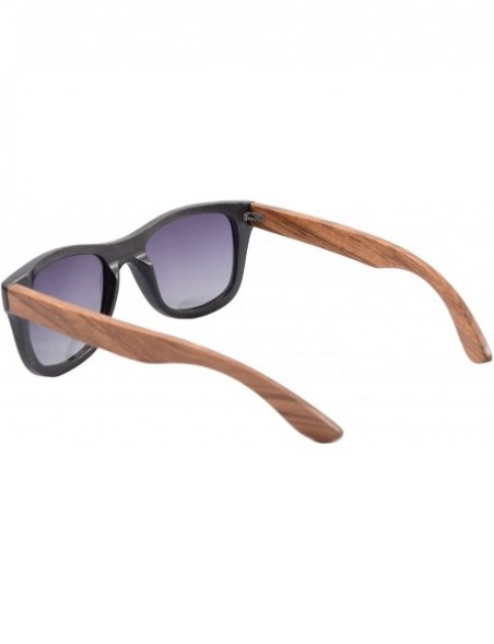 Wayfarer Wooden Polarized Sunglasses Anti-glare UV400 Bamboo Wood Glasses-S6016 - Bamboo Black&zebra - CW18QN5WZK0 $25.94