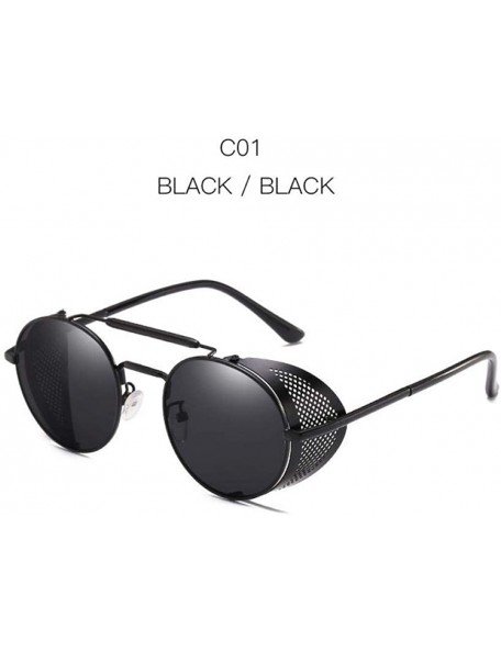 Aviator Vintage Steampunk Sunglasses Men Women Alloy Metal Frame Black Black - Black Black - CS18XGG0EXA $11.75
