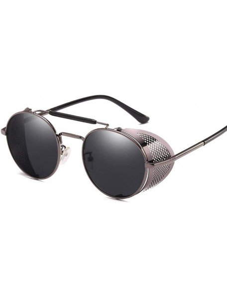 Aviator Vintage Steampunk Sunglasses Men Women Alloy Metal Frame Black Black - Black Black - CS18XGG0EXA $11.75