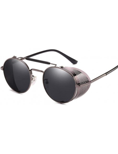 Aviator Vintage Steampunk Sunglasses Men Women Alloy Metal Frame Black Black - Black Black - CS18XGG0EXA $11.75