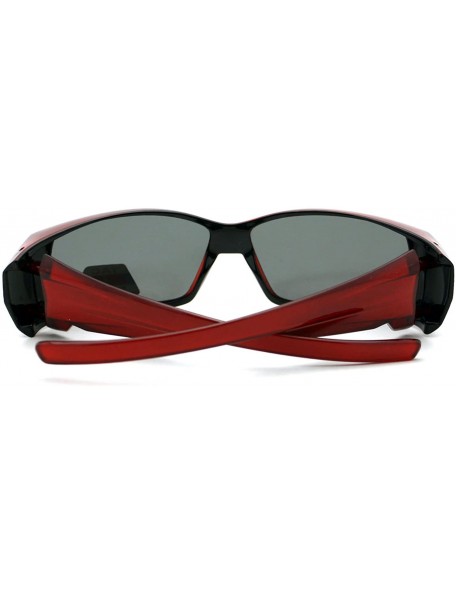 Rectangular Womens Polarized Fit Over Glasses Sunglasses Rhinestones Rectangle - Red (Black) - CW1880Q9RYU $14.53