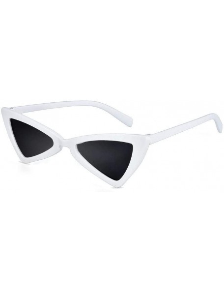 Cat Eye Women Vintage Triangle Sunglasses Fashion Anti-UV Glasses Retro Cat Eye Eyewear - White - CZ18O9CR6G5 $9.21