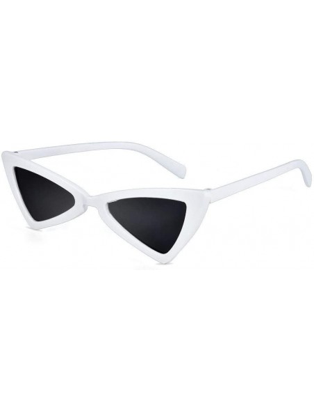 Cat Eye Women Vintage Triangle Sunglasses Fashion Anti-UV Glasses Retro Cat Eye Eyewear - White - CZ18O9CR6G5 $9.21