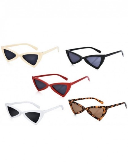 Cat Eye Women Vintage Triangle Sunglasses Fashion Anti-UV Glasses Retro Cat Eye Eyewear - White - CZ18O9CR6G5 $9.21