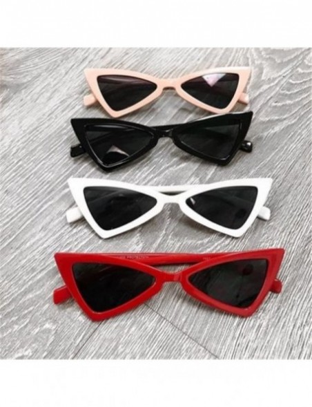 Cat Eye Women Vintage Triangle Sunglasses Fashion Anti-UV Glasses Retro Cat Eye Eyewear - White - CZ18O9CR6G5 $9.21