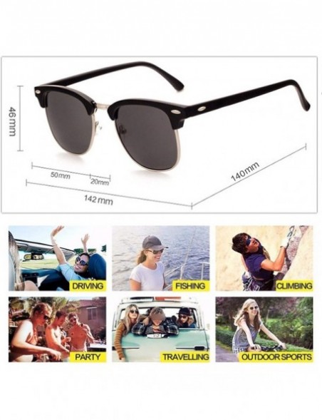 Semi-rimless Polarized Semi-RimlSunglasses Women/Men UV400 Classic Brand Designer Retro Oculos De Sol Gafas - CO19854D2QC $24.19