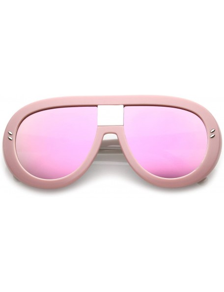 Oversized Oversize Chunky Teardrop Shape Mirrored Flat Lens Aviator Sunglasses 58mm - Pink-white / Pink Mirror - CN17YZXUUQL ...