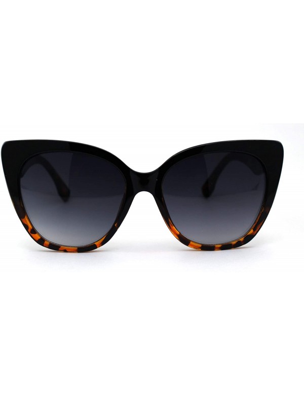 Oversized Womens Oversize Retro Fashion Cat Eye Diva Sunglasses - Black Tortoise Smoke - CC196IGGXM6 $11.52