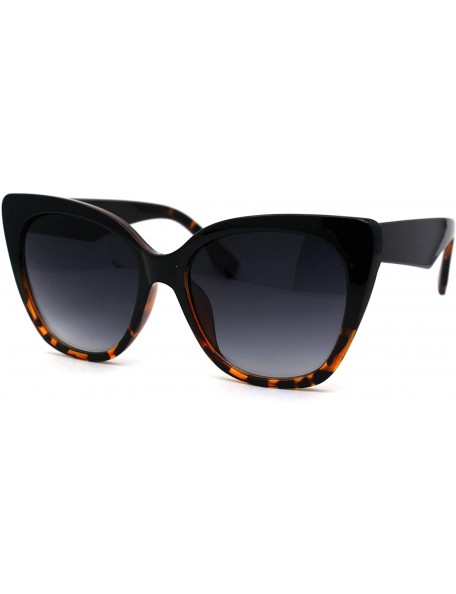 Oversized Womens Oversize Retro Fashion Cat Eye Diva Sunglasses - Black Tortoise Smoke - CC196IGGXM6 $11.52