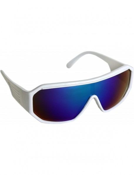 Shield White Retro Shield Sunglasses - White - CJ12NSFW8B0 $15.60
