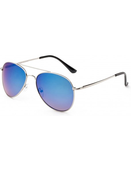 Aviator "Classik" Classic Pilot Style Sunglasses with Gradient Lenses - Black/Blue - C312MF2ZRAT $10.91