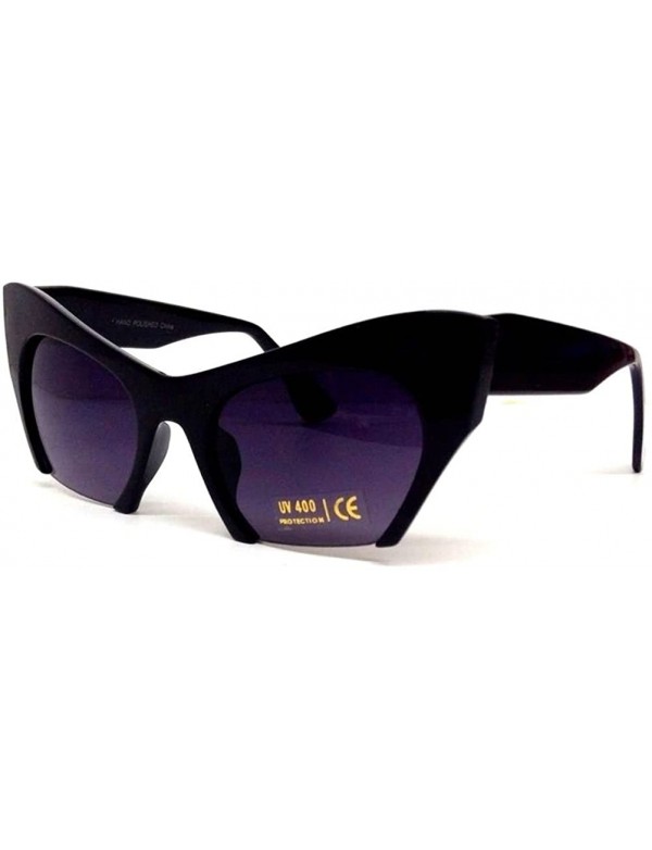 Cat Eye Black Cat Eye Cut Off Lens Sunglasses - C311NI5R8NX $11.17