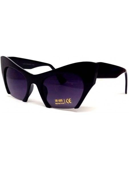 Cat Eye Black Cat Eye Cut Off Lens Sunglasses - C311NI5R8NX $11.17