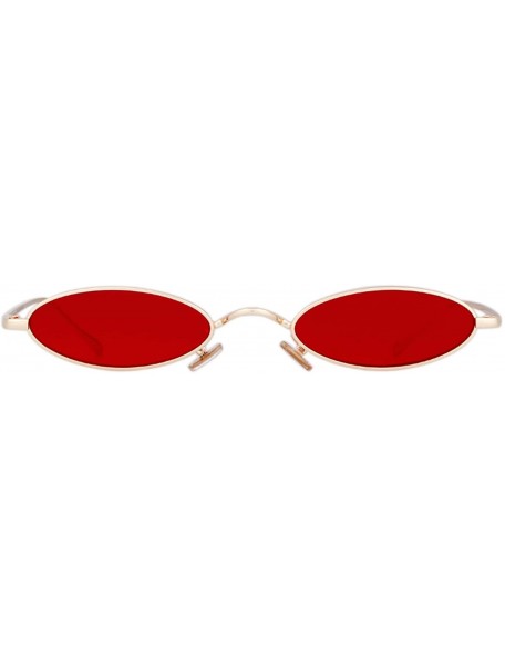 Square Vintage Retro Square Sunglasses Small Metal Frame Glasses - (Oval) Red/Gold - CP189W27058 $12.58