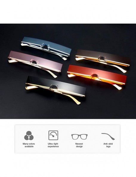 Rectangular Fashion Narrow Sunglasses Women Metal Half Frame Rectangular For Women Vintage Black Red Pink UV400 Sun glasses -...