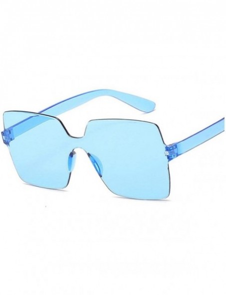 Oversized Fashion Sunglasses Women Red Yellow Square Sun Glasses Driving Shades UV400 Oculos De Sol Feminino - Blue - CR197Y7...
