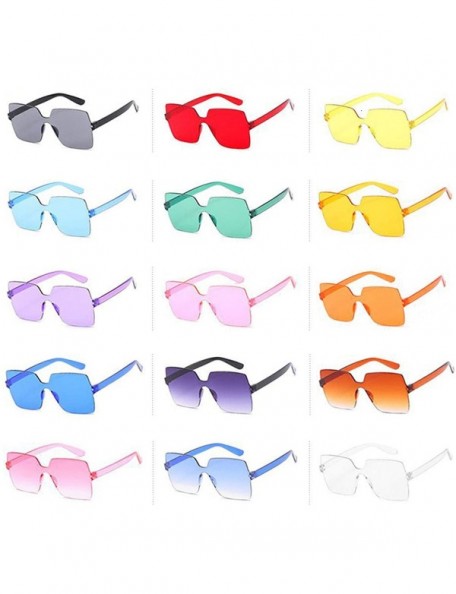 Oversized Fashion Sunglasses Women Red Yellow Square Sun Glasses Driving Shades UV400 Oculos De Sol Feminino - Blue - CR197Y7...