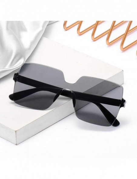 Oversized Fashion Sunglasses Women Red Yellow Square Sun Glasses Driving Shades UV400 Oculos De Sol Feminino - Blue - CR197Y7...