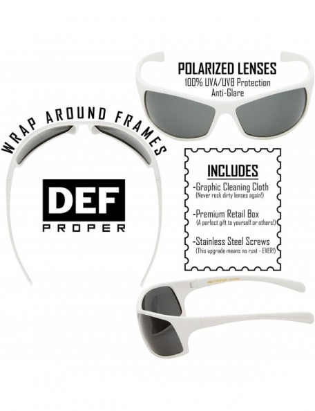 Wrap Polarized Wrap Around Sports Sunglasses - White Matte Rubberized - Smoke - CF18CSWG4NT $9.76