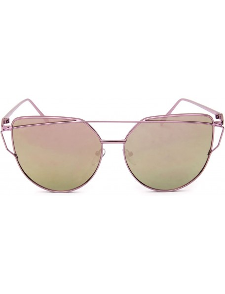 Cat Eye Sunglasses Cat Eye Fashion Mirror or Transparent Lens Love Punch Style - Large Pink - CW17YTUT0DE $13.98