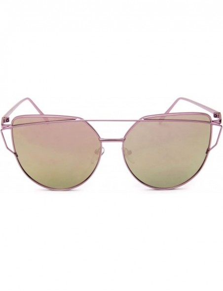 Cat Eye Sunglasses Cat Eye Fashion Mirror or Transparent Lens Love Punch Style - Large Pink - CW17YTUT0DE $13.98