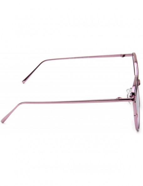 Cat Eye Sunglasses Cat Eye Fashion Mirror or Transparent Lens Love Punch Style - Large Pink - CW17YTUT0DE $13.98