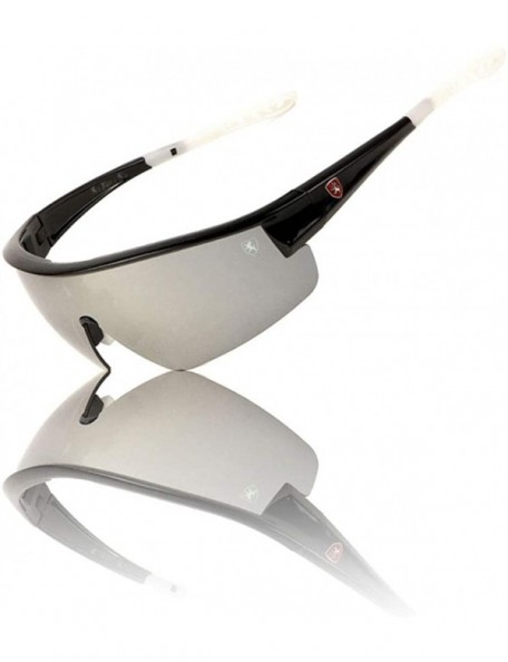 Shield Lightweight Rimless Curved One Piece Shield Lens Sports Sunglasses - Grey White - CI199IK63G0 $41.37