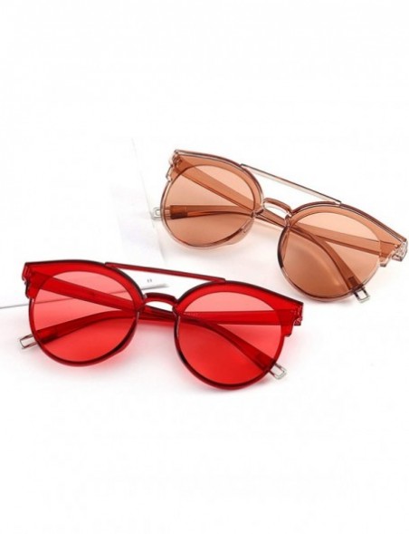 Round New Women Jelly Color Retro Round Sunglasses Fashion Vintage Luxury Mirror Double Beam Lenses Sun Glasses - 1 - C4198ZY...